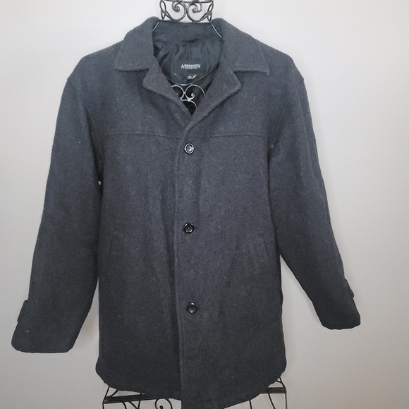 Aberdeen collection button down black wool coat size large - Picture 2 of 4